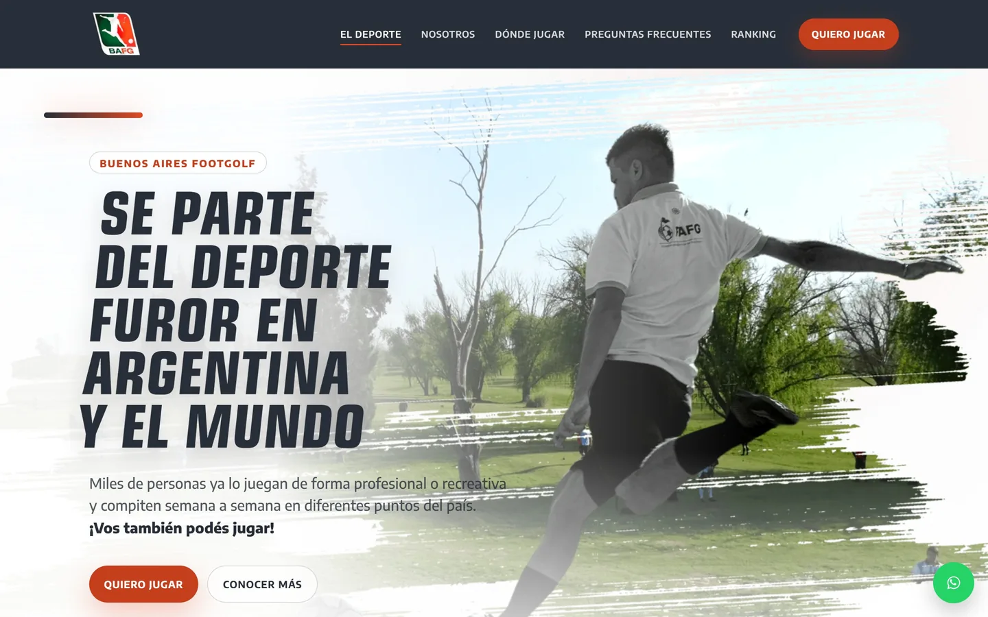 Página de inicio de Buenos Aires Footgolf
