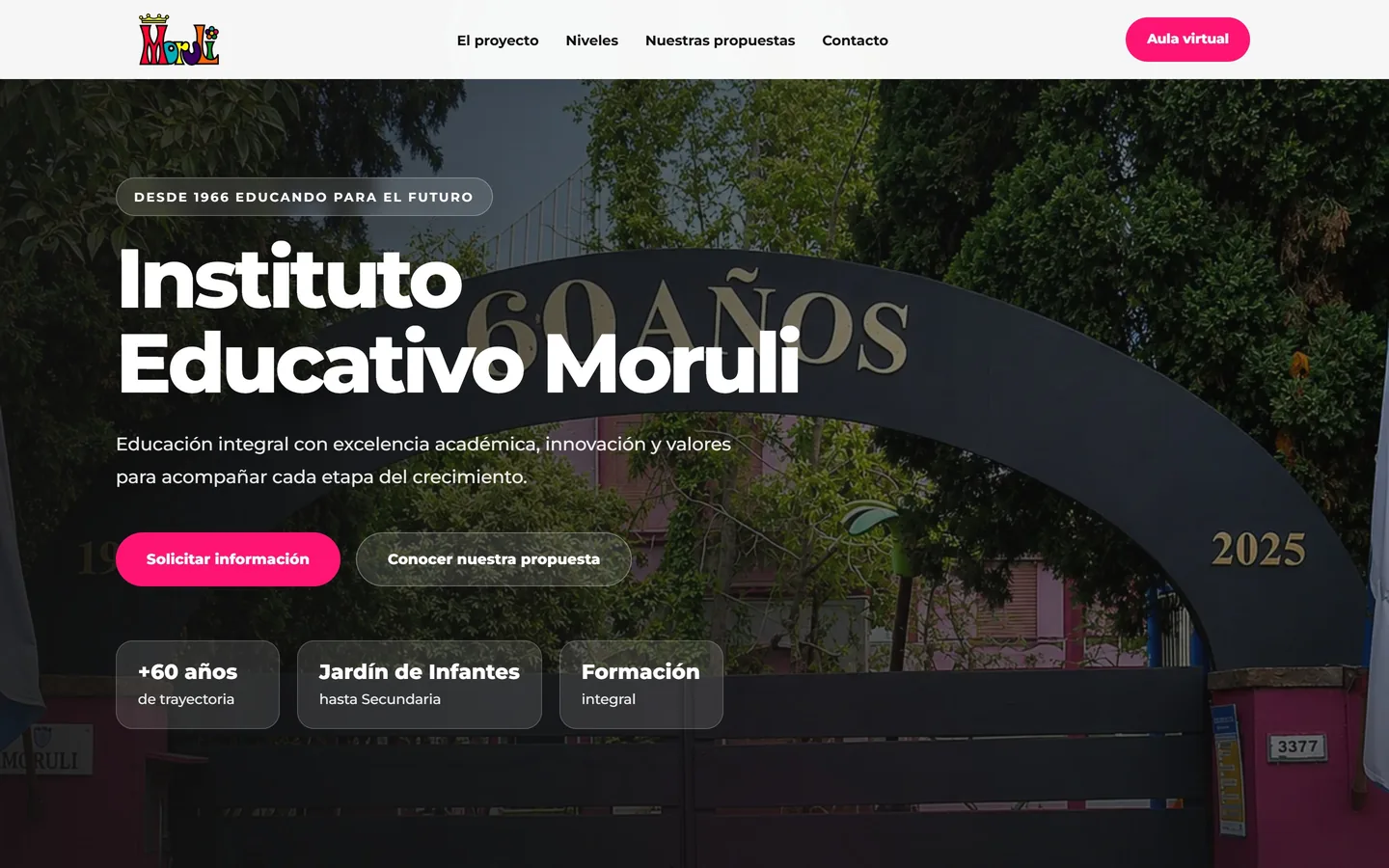 Página de inicio del Instituto Educativo Moruli