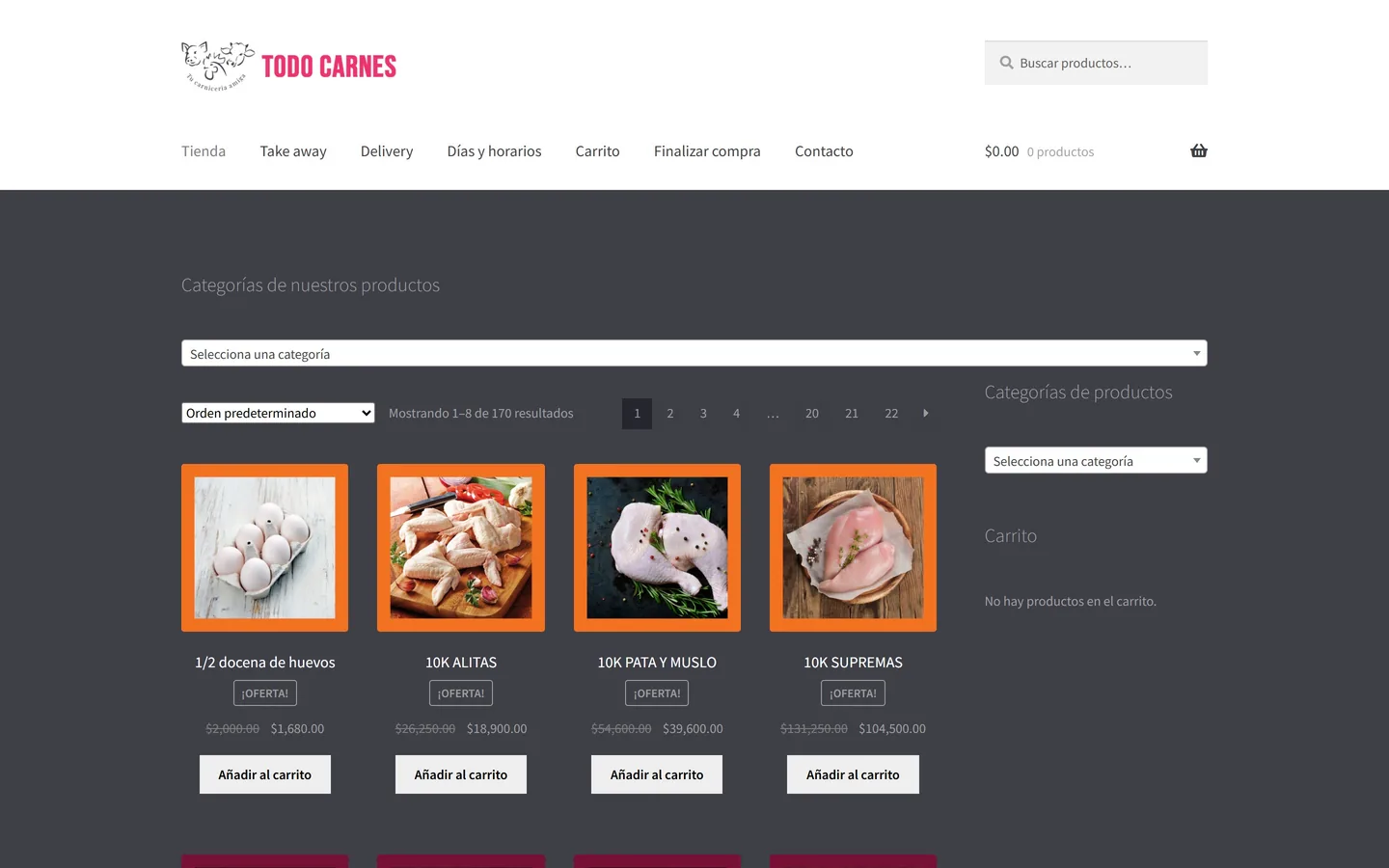 Página de inicio de Todo Carnes